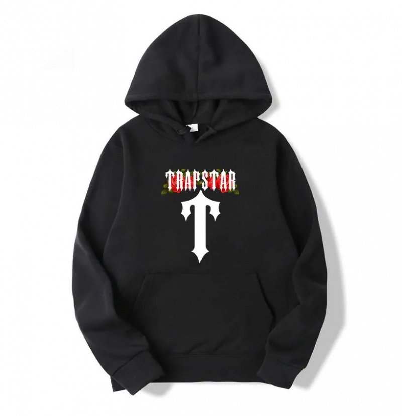 Black Men\'s Trapstar Flowers Hoodie USA | CP60-552