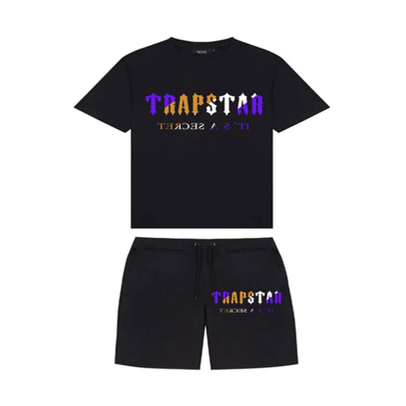 Black Men\'s Trapstar Irongate Arch Chenille Set Shorts USA | QD47-072