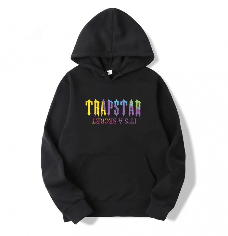 Black Men\'s Trapstar It\'s a Secret Print Hoodie USA | BU27-661