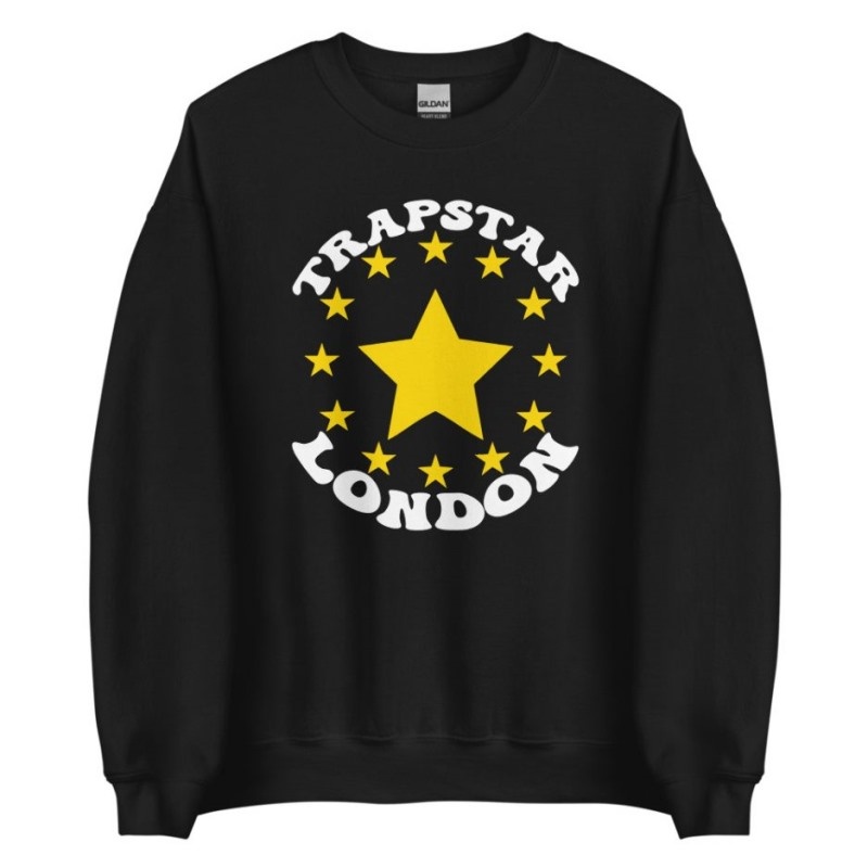 Black Men\'s Trapstar Stars London Sweatshirts USA | XW64-141