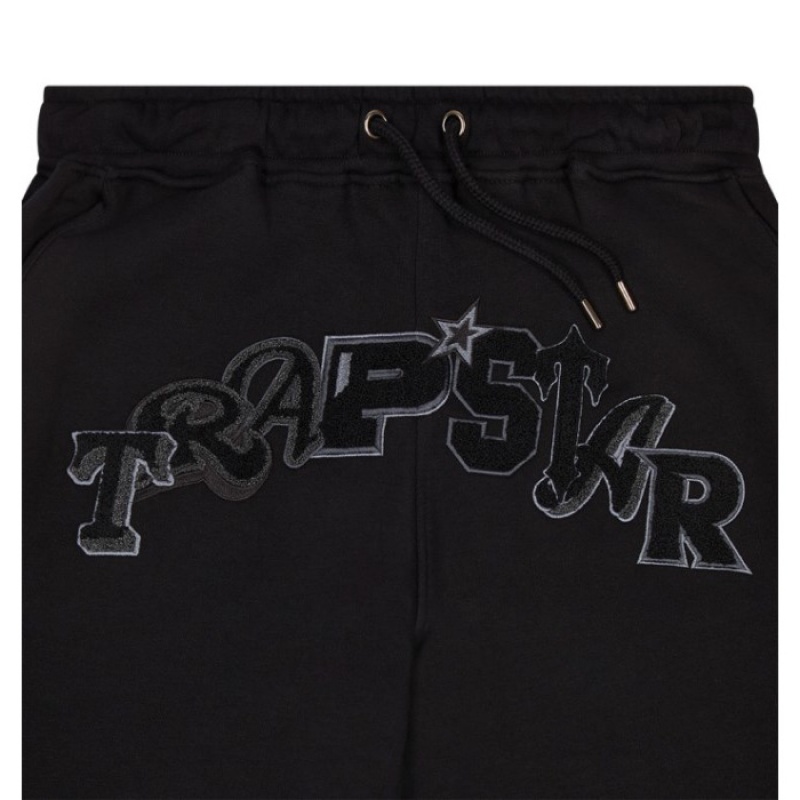 Black Men's Trapstar Wildcard Chenille Jogging Bottoms Pants USA | EA79-938