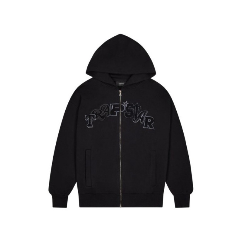 Black Men\'s Trapstar Wildcard Chenille Zip Hoodie Tracksuit USA | LF76-419