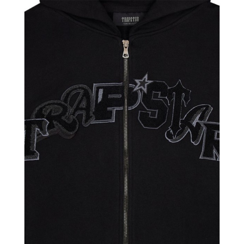 Black Men's Trapstar Wildcard Chenille Zip Hoodie USA | WS26-574