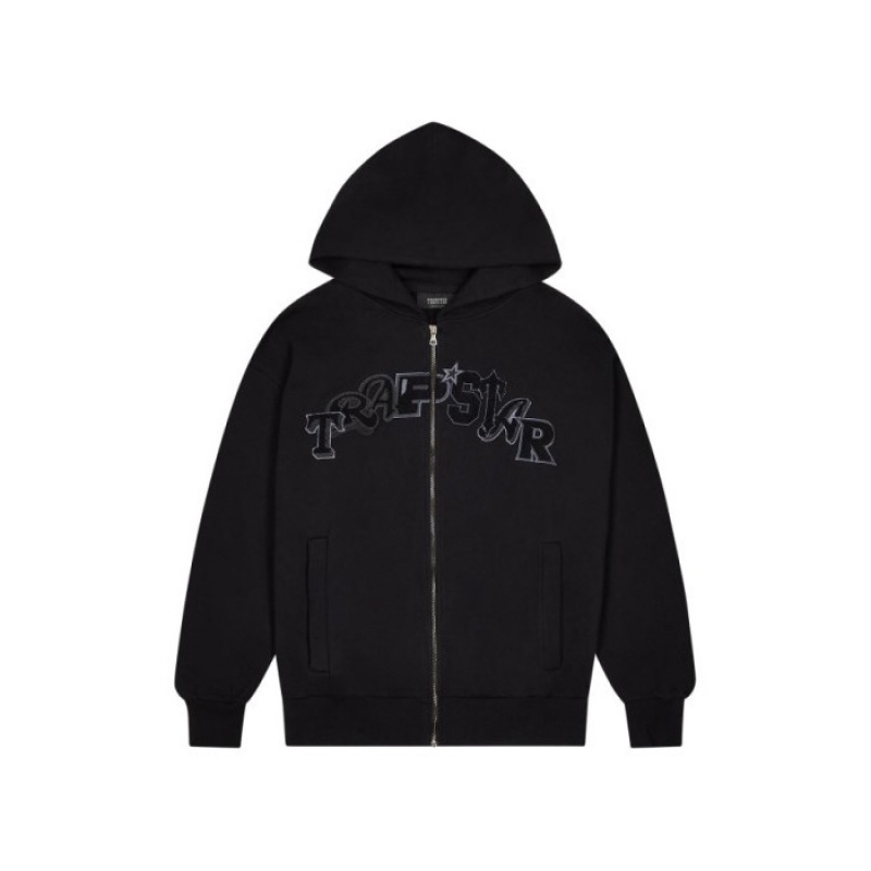 Black Men\'s Trapstar Wildcard Chenille Zip Hoodie USA | WS26-574