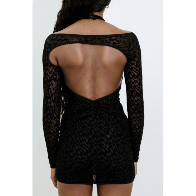 Black Women's Trapstar Jacquard Mesh Dress USA | MG00-830