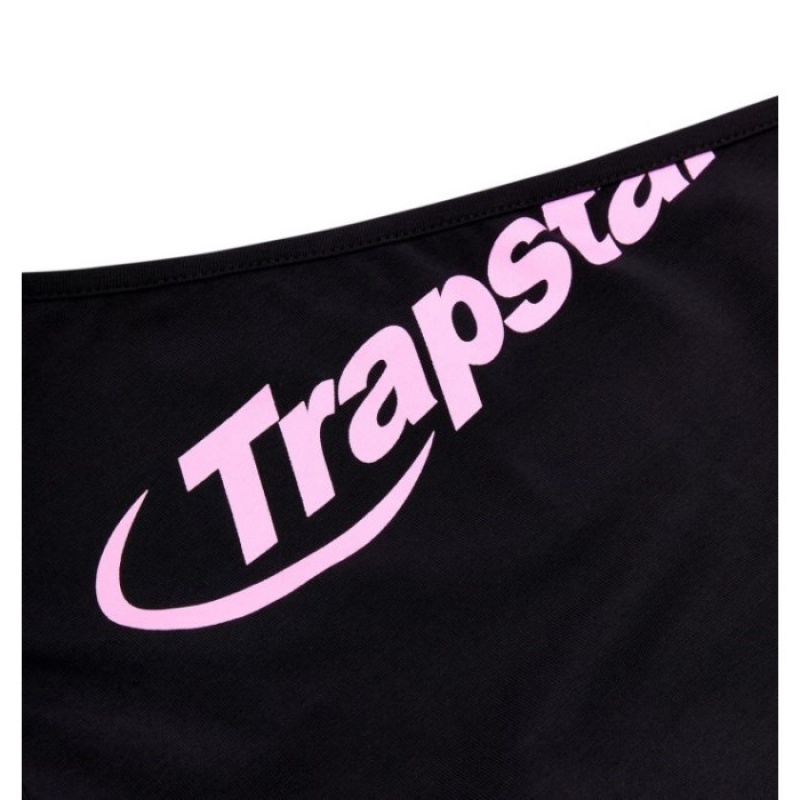 Black / Pink Women's Trapstar Hyperdrive One Shoulder Vest Top USA | QV43-261