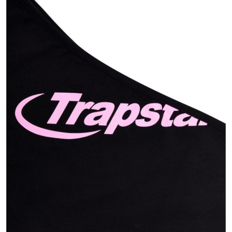 Black / Pink Women's Trapstar Hyperdrive One Shoulder Vest Top USA | QV43-261