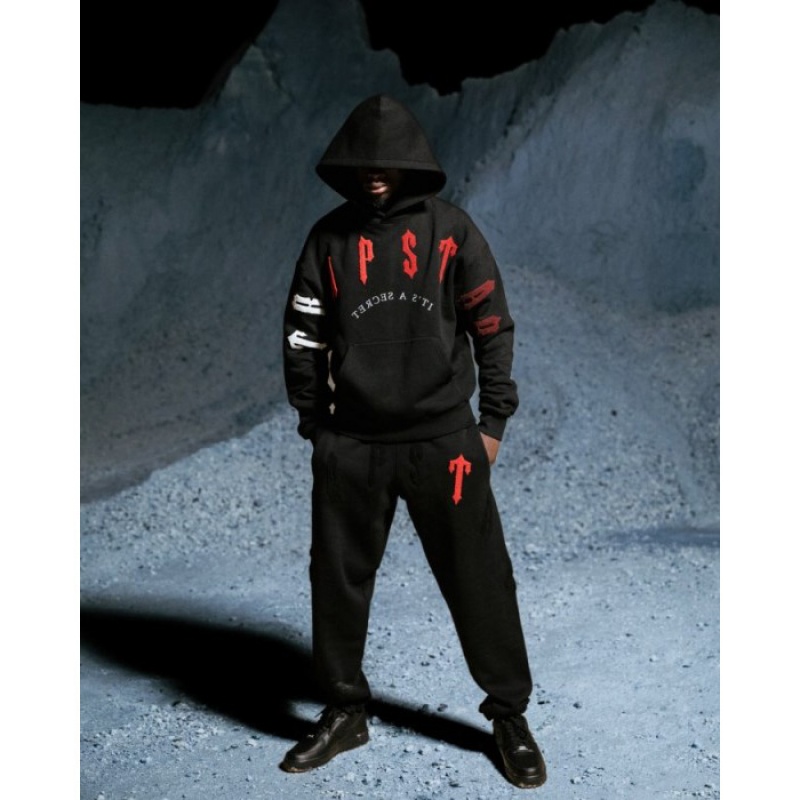 Black / Red Men's Trapstar Irongate Arch Chenille 2.0 Tracksuit USA | ON79-180