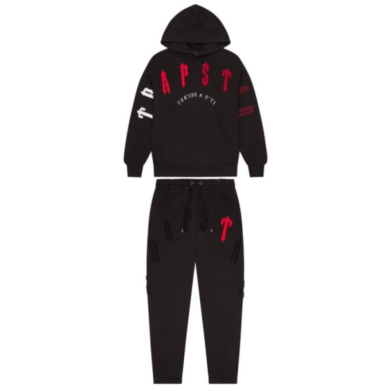 Black / Red Men\'s Trapstar Irongate Arch Chenille 2.0 Tracksuit USA | ON79-180