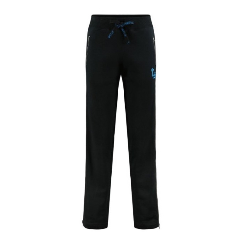 Black / Turquoise Women\'s Trapstar Script Zip Leg Jogging Bottoms Pants USA | UO11-064