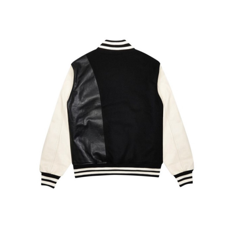 Black / White Men's Trapstar Hyperdrive T Chenille Varsity Jacket Outerwear USA | KW32-350