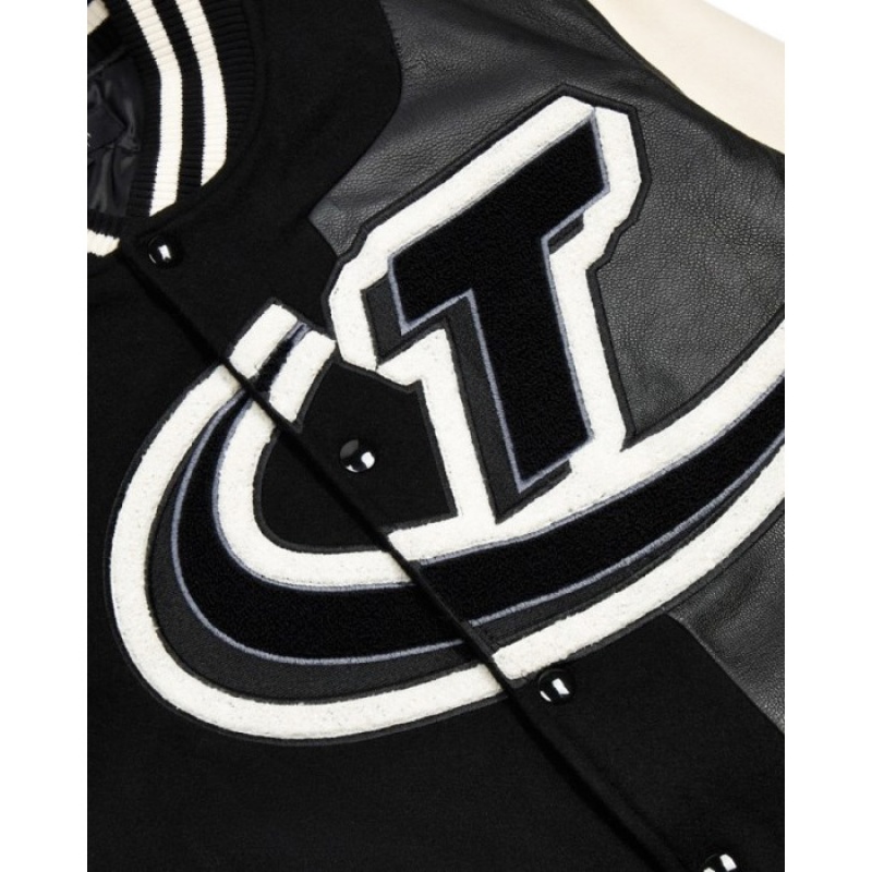 Black / White Men's Trapstar Hyperdrive T Chenille Varsity Jacket Outerwear USA | KW32-350