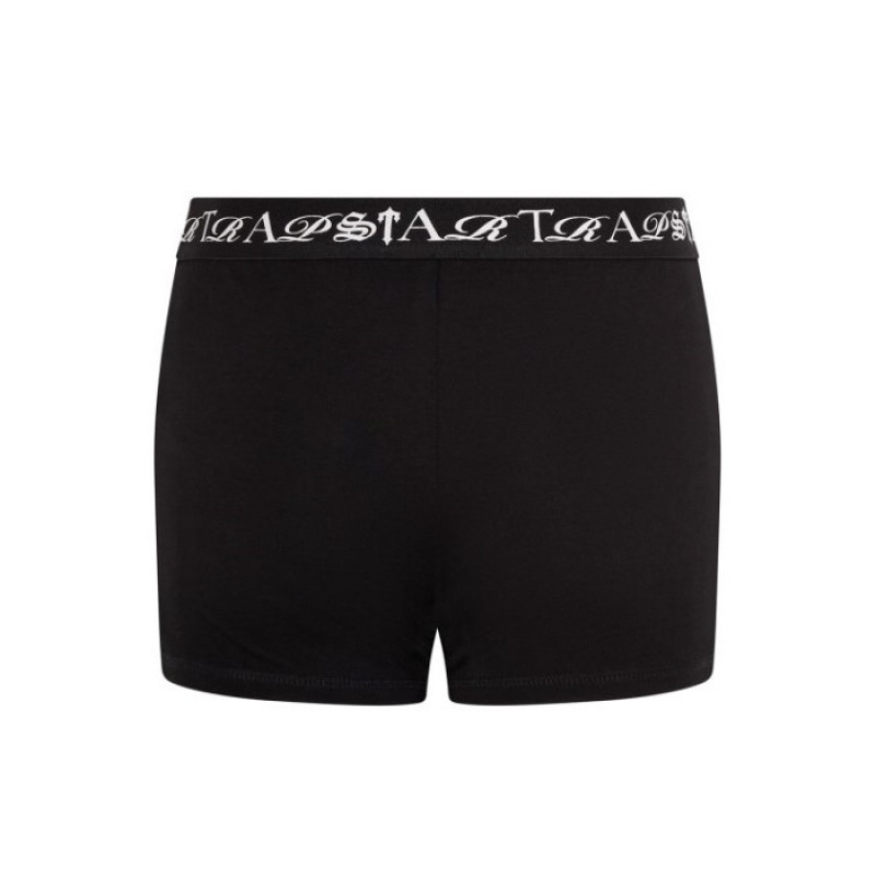 Black / White Women's Trapstar Script Boxer Shorts USA | SJ74-475