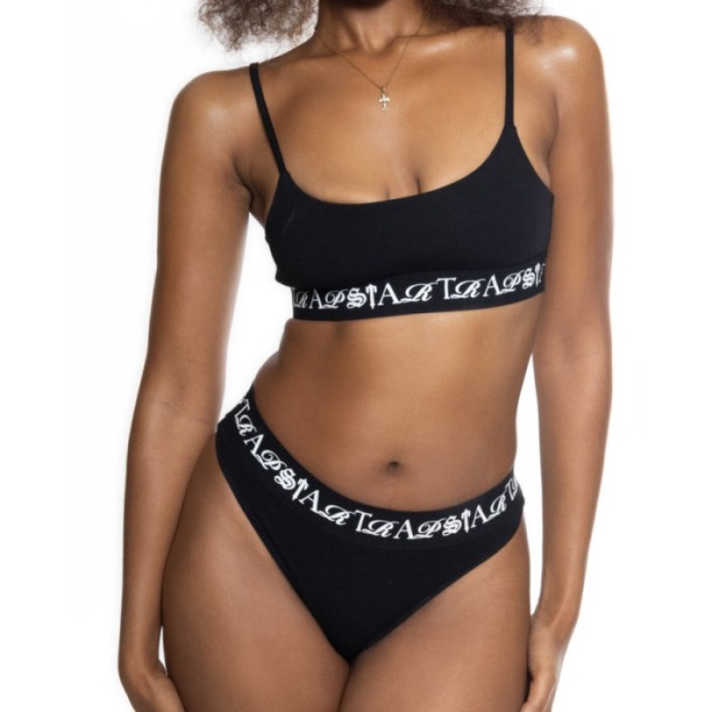 Black / White Women's Trapstar Script Bra Top USA | SL08-690