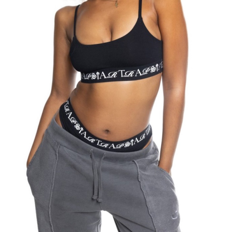 Black / White Women's Trapstar Script Bra Top USA | SL08-690