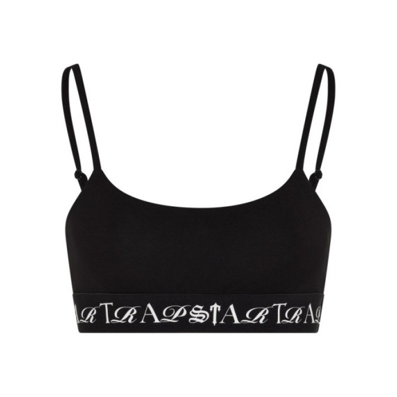 Black / White Women\'s Trapstar Script Bra Top USA | SL08-690