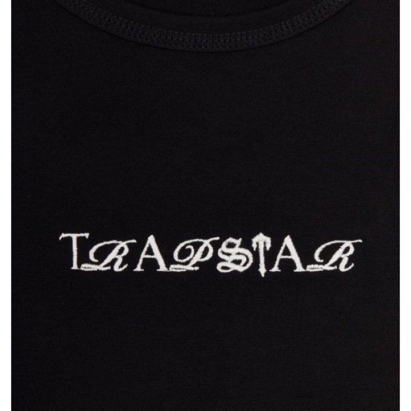 Black / White Women's Trapstar Script Racer Vest Top USA | YU40-106