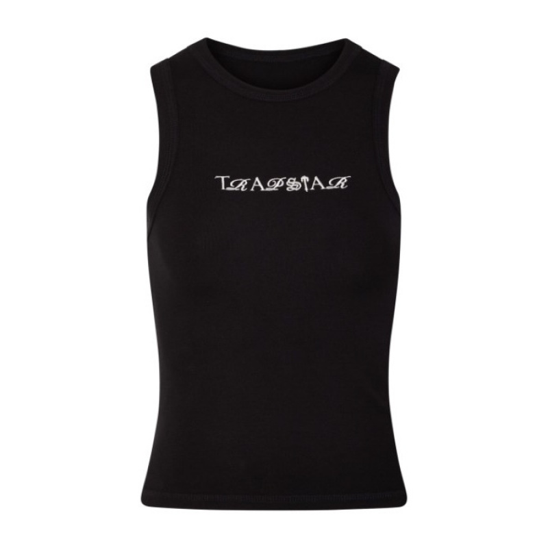 Black / White Women\'s Trapstar Script Racer Vest Top USA | YU40-106