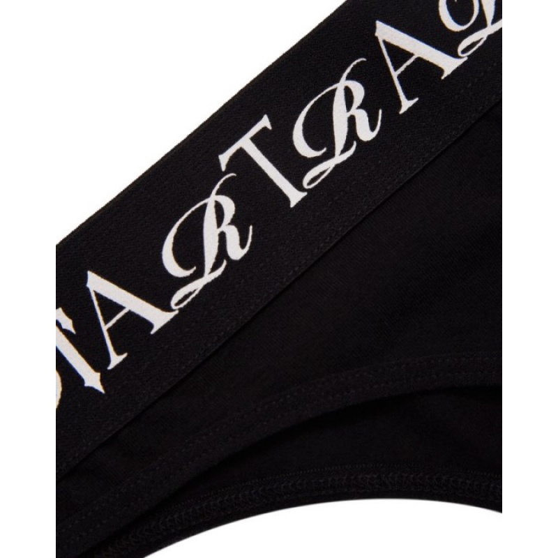 Black / White Women's Trapstar Script Thong Shorts USA | HV08-558