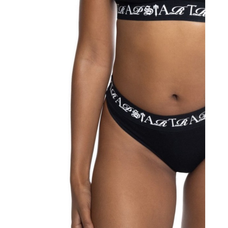 Black / White Women's Trapstar Script Thong Shorts USA | HV08-558