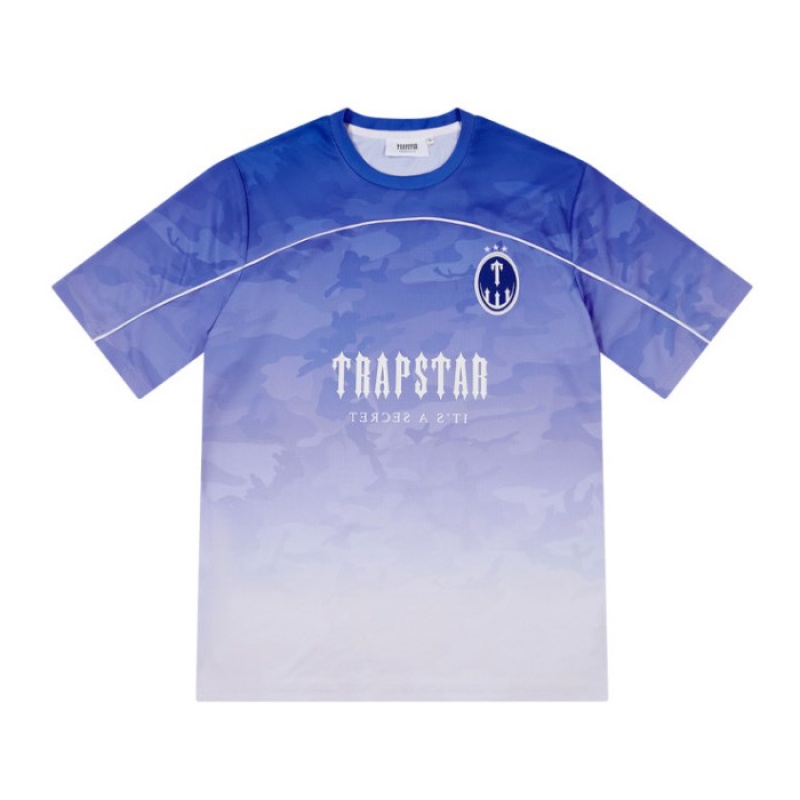 Blue Men\'s Trapstar Irongate Football Jersey T Shirts USA | VP48-439