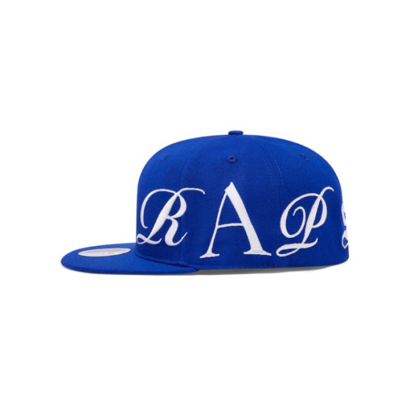 Blue / White Men's Trapstar Script Fitted Hats USA | ZG94-324