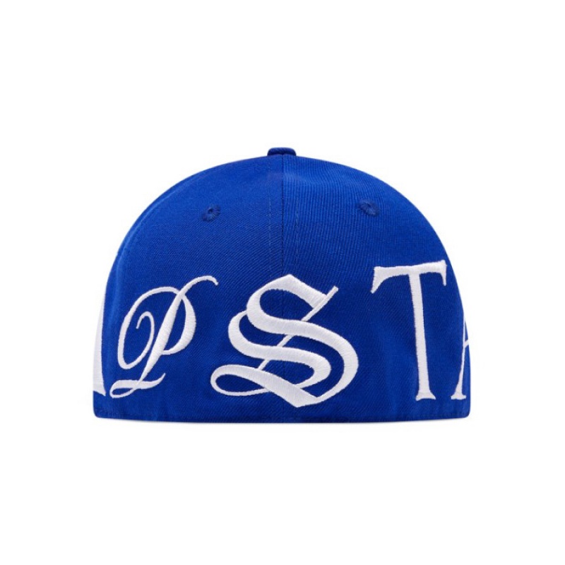 Blue / White Men's Trapstar Script Fitted Hats USA | ZG94-324