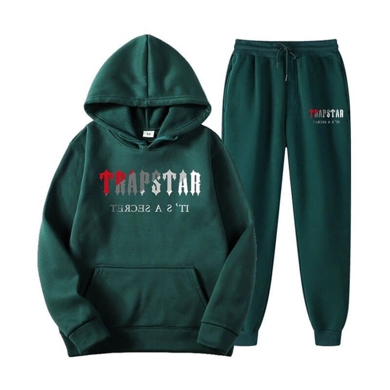 Burgundy Green Men\'s Trapstar It\'s A Secret Set Tracksuit USA | EX09-435