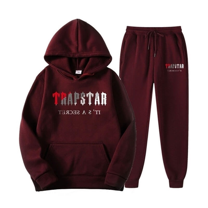 Burgundy Red Men\'s Trapstar It\'s A Secret Set Win Tracksuit USA | RE50-154