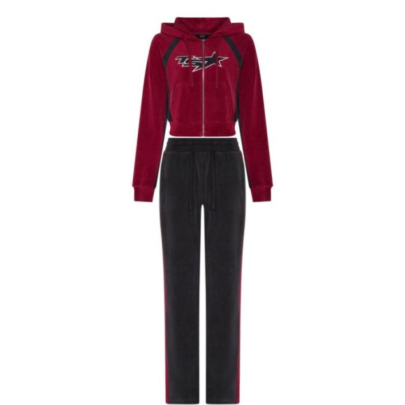 Burgundy Women's Trapstar TS-Star Velour Track Bottoms Pants USA | AK29-656