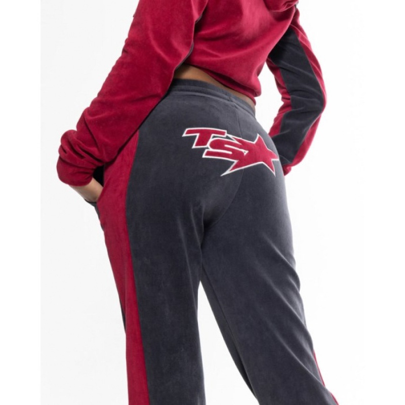 Burgundy Women's Trapstar TS-Star Velour Track Bottoms Pants USA | AK29-656