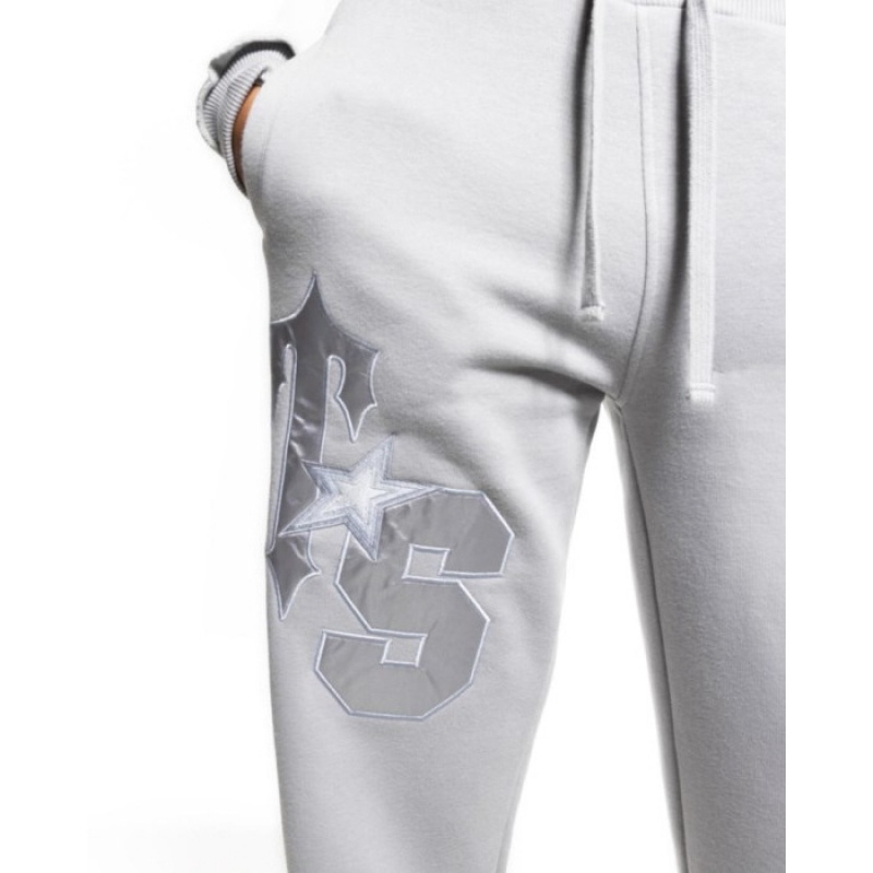 Grey Women's Trapstar TS-Star Silver Satin Applique Loose Fit Joggers USA | XB67-276