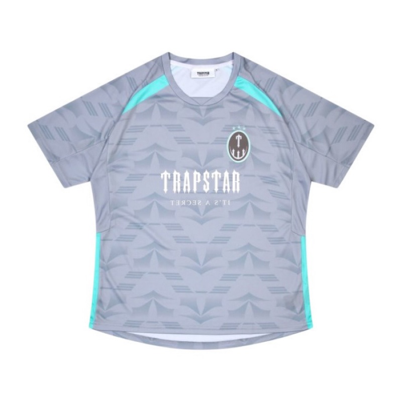 Grey / Blue Men's Trapstar Irongate Football Jersey T Shirts USA | JO63-434