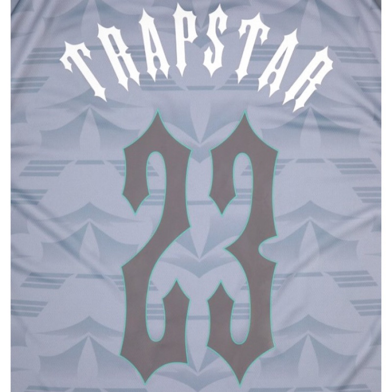 Grey / Blue Men's Trapstar Irongate Football Jersey T Shirts USA | JO63-434