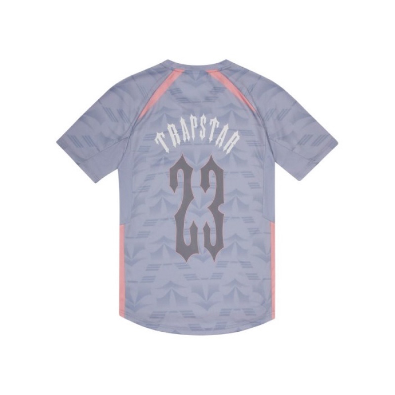 Grey / Pink Men's Trapstar Irongate Football Jersey T Shirts USA | DU37-912