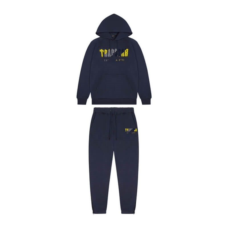 Navy Yellow Men\'s Trapstar Navy Chenille Decoded Hoodie Tracksuit USA | JR05-868