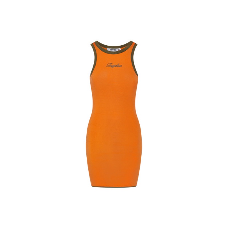 Orange / Khaki Women\'s Trapstar Contrast Racer Dress USA | ZL15-936