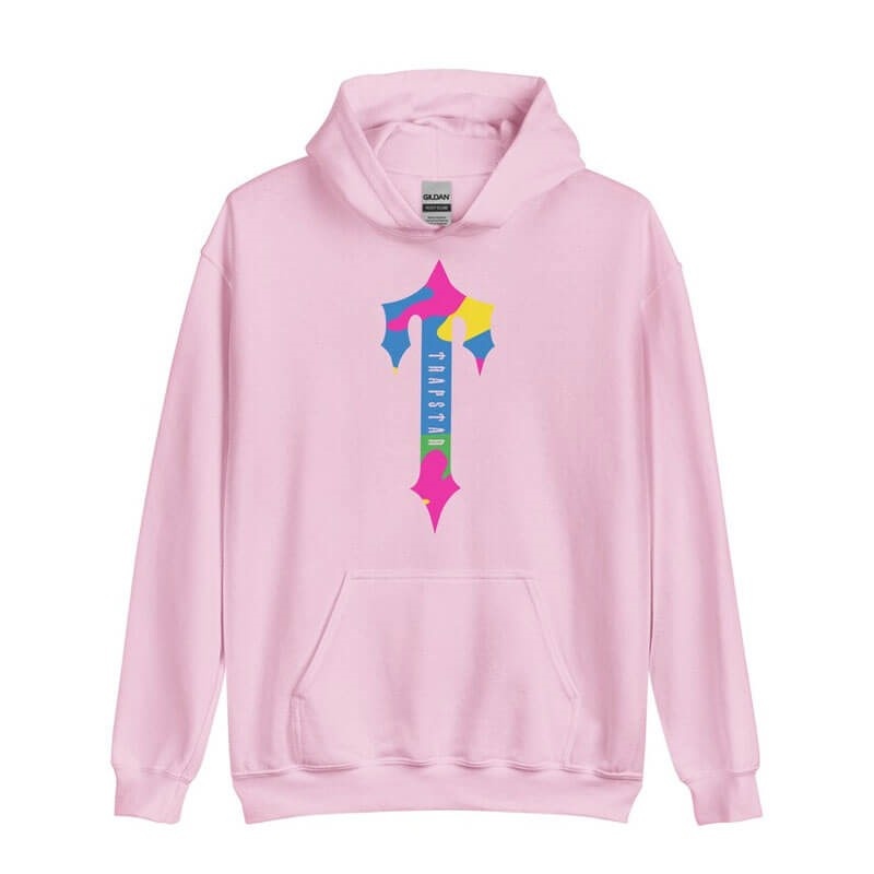 Pink Men\'s Trapstar Colorful Logo Rainbow Hoodie USA | OS96-950