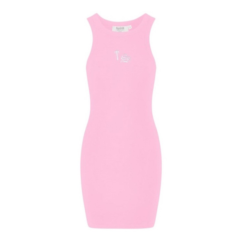 Pink Women\'s Trapstar Script Racer Dress USA | FK65-577