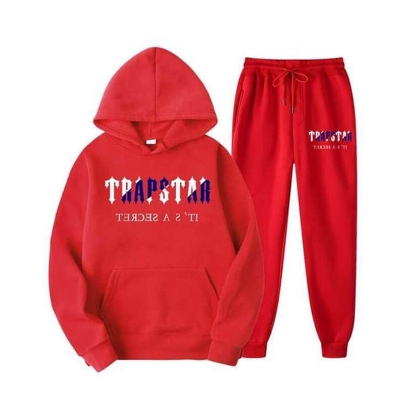 Red Men\'s Trapstar Chenille Decoded Hooded Tracksuit USA | LT40-852