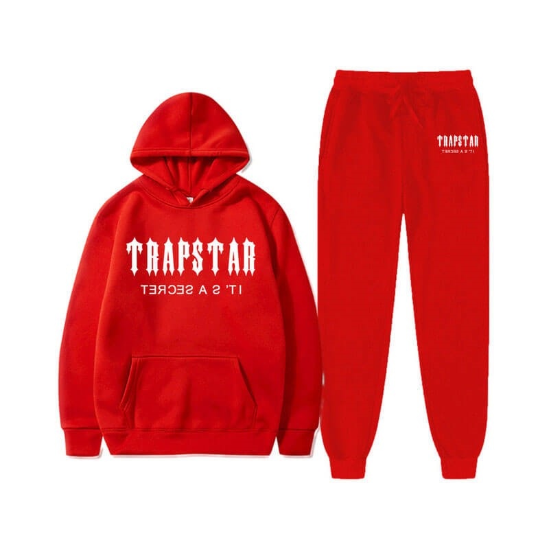 Red Men\'s Trapstar Chenille Decoded Hooded Tracksuit USA | EQ52-569