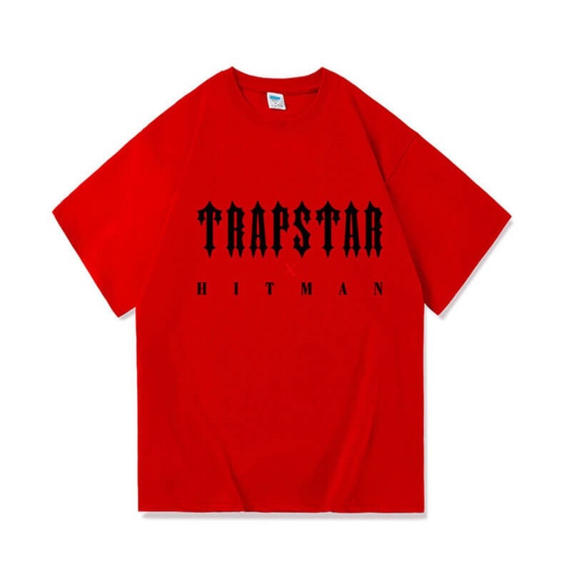 Red Men\'s Trapstar X Hitman T Shirts USA | DO19-736