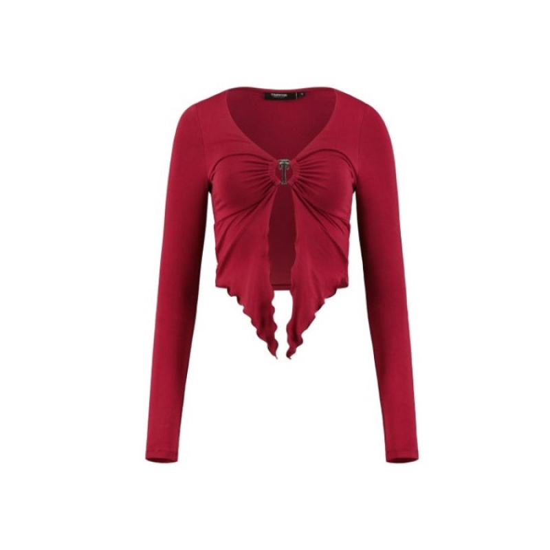 Red Women\'s Trapstar Long Sleeve Wing Hem Bralette Top USA | FQ54-207