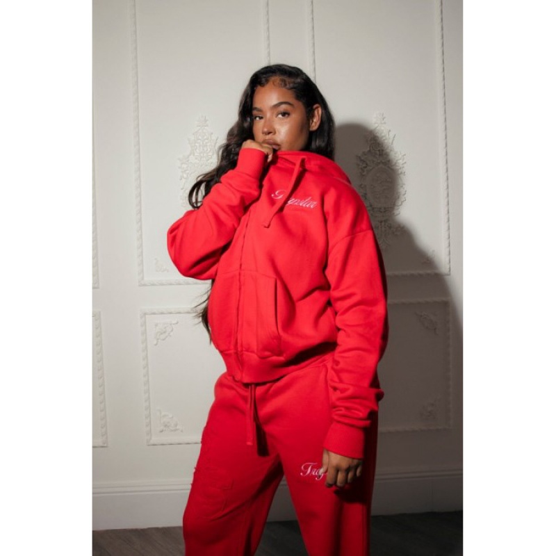 Red Women's Trapstar TS-Star Zip Up Track Top USA | YZ10-631