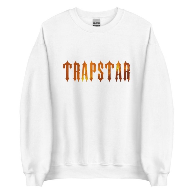 White Men\'s Trapstar Fire Logo Sweatshirts USA | MH12-244