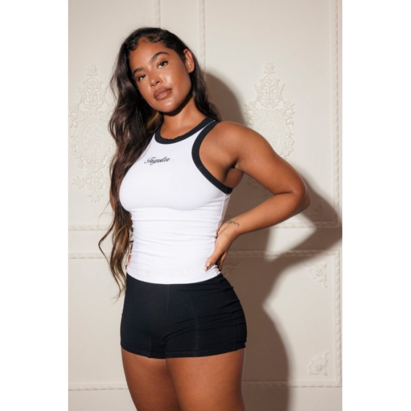 White / Black Women's Trapstar Racer Vest Top USA | NJ10-419