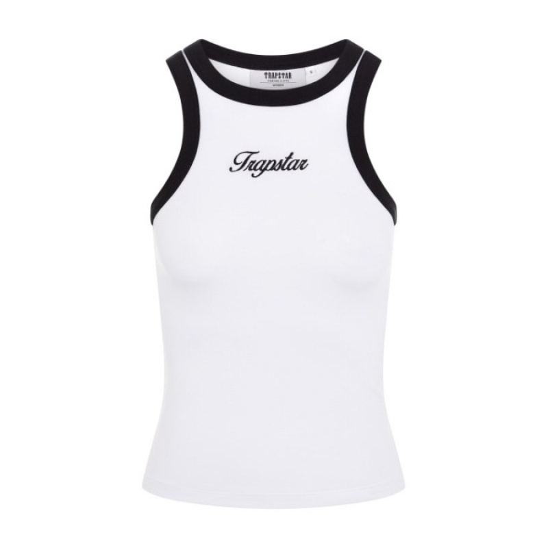 White / Black Women\'s Trapstar Racer Vest Top USA | NJ10-419